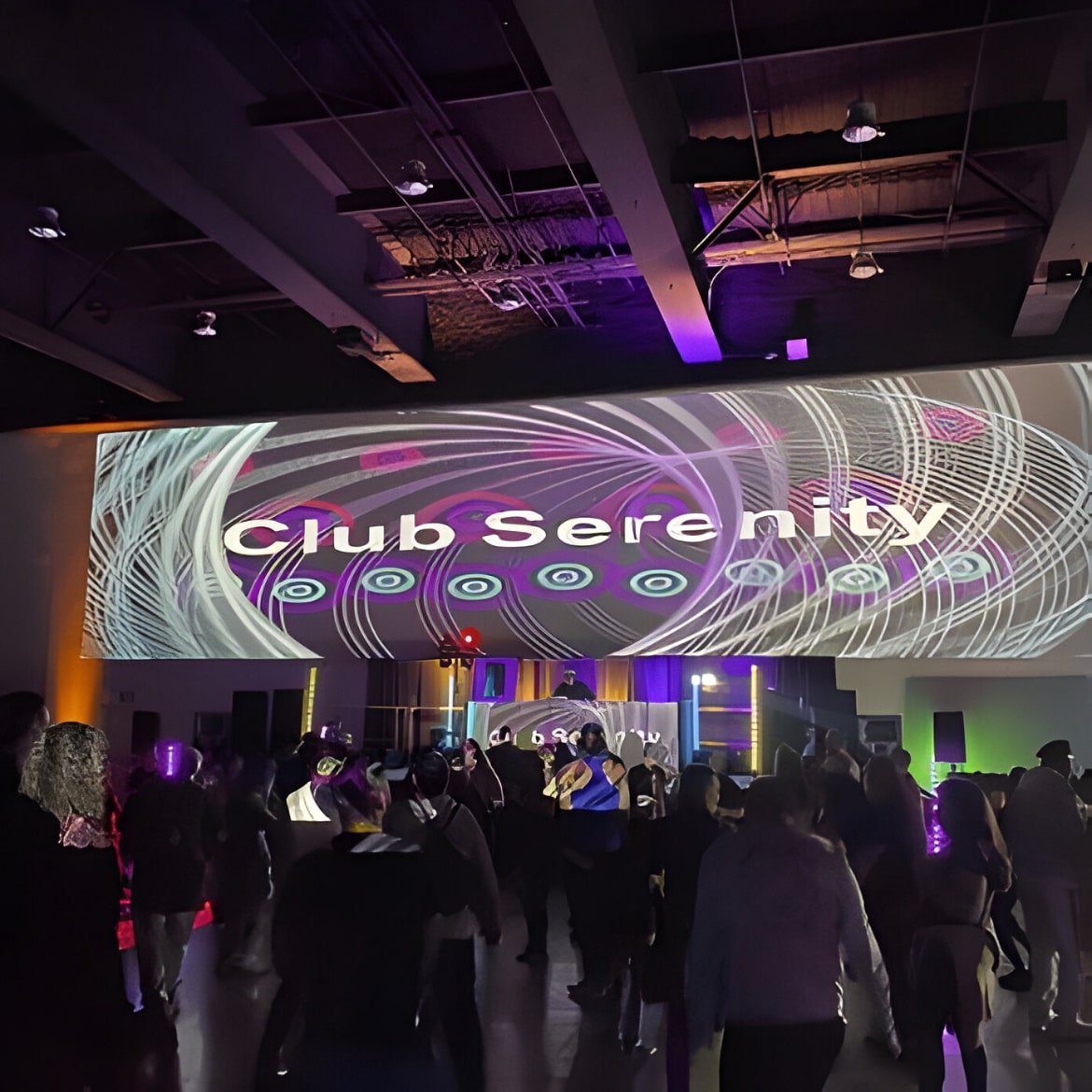 High-definition video projection and large screen visual display setup for a San Francisco Bay Area presentation.
